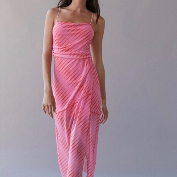 Urban Outfitters Dresses & Skirts - Urban outfitters  lined sheer midi strappy Barbie pink dress